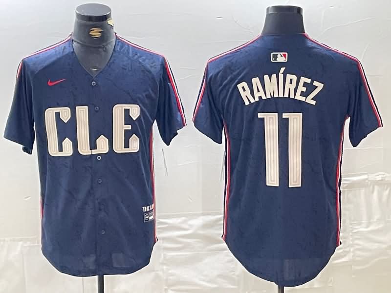 Cleveland Indians Dark Blue MLB Jersey 04