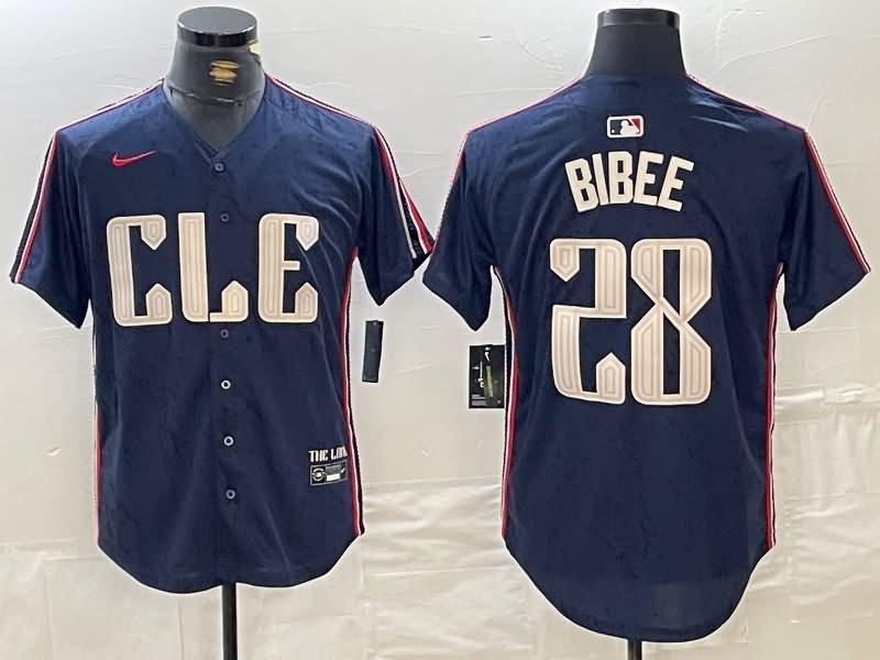 Cleveland Indians Dark Blue MLB Jersey 04