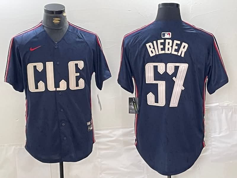 Cleveland Indians Dark Blue MLB Jersey 04