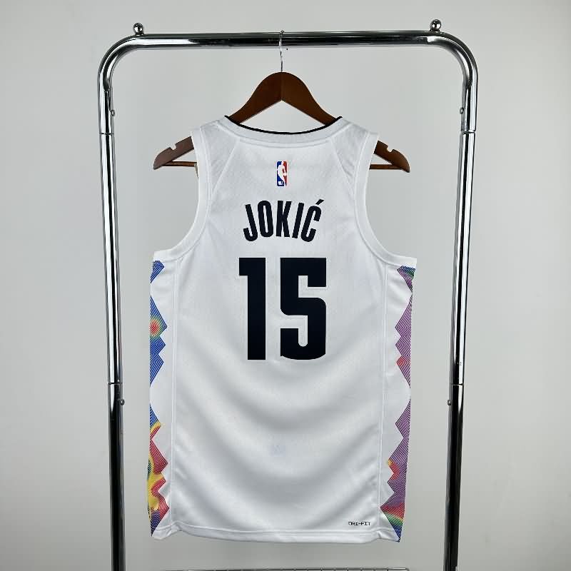 Denver Nuggets 24/25 White City Basketball Jersey (Hot Press)