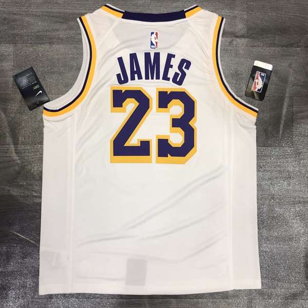 Los Angeles Lakers White Basketball Jersey 02 (Hot Press)