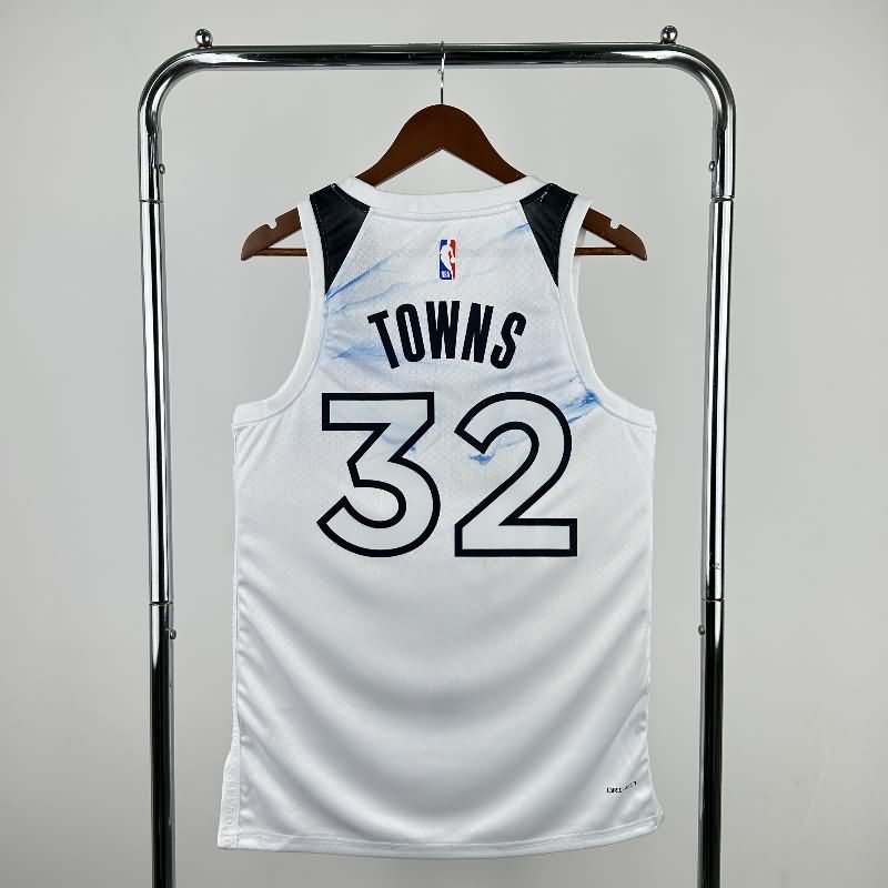 Minnesota Timberwolves 24/25 White City Basketball Jersey (Hot Press)