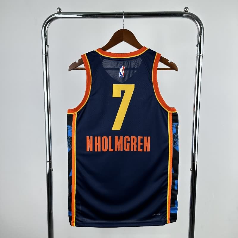 Oklahoma City Thunder 24/25 Dark Blue City Basketball Jersey (Hot Press)