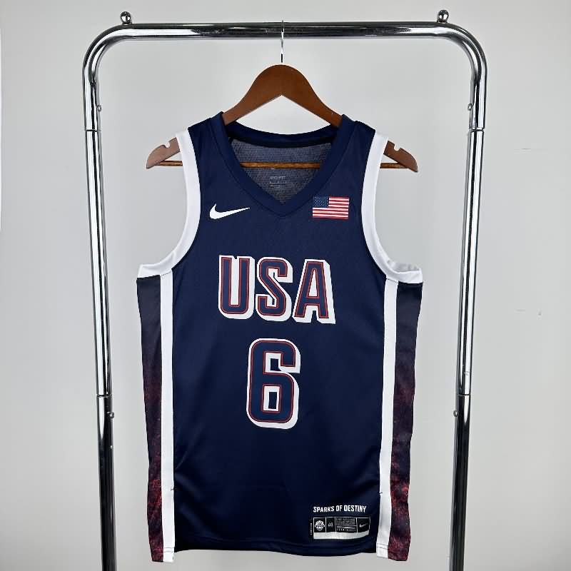 USA 2024 Dark Blue Basketball Jersey (Hot Press)