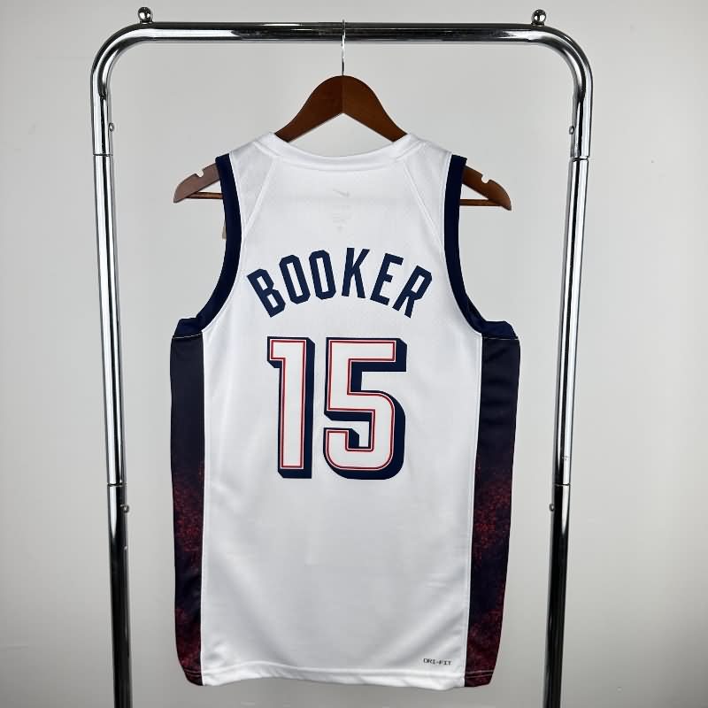 USA 2024 White Basketball Jersey (Hot Press)