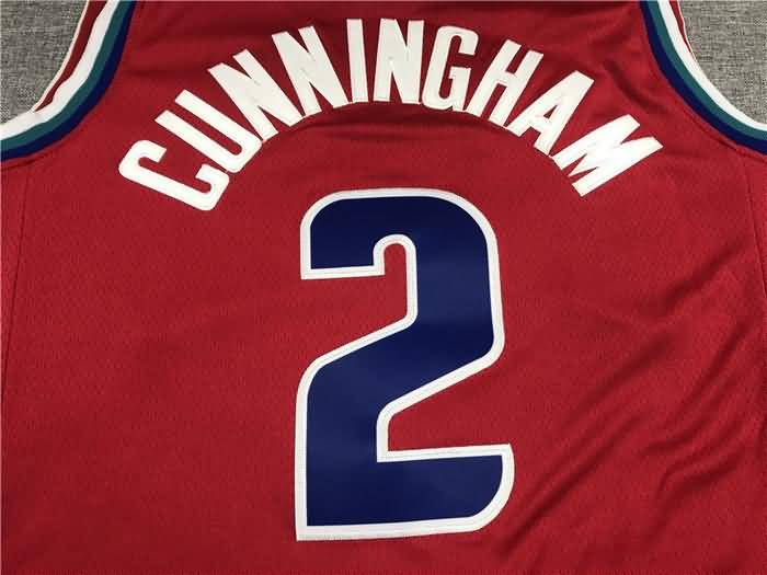 Detroit Pistons 21/22 Red #2 CUNNINGHAM City Basketball Jersey (Stitched)