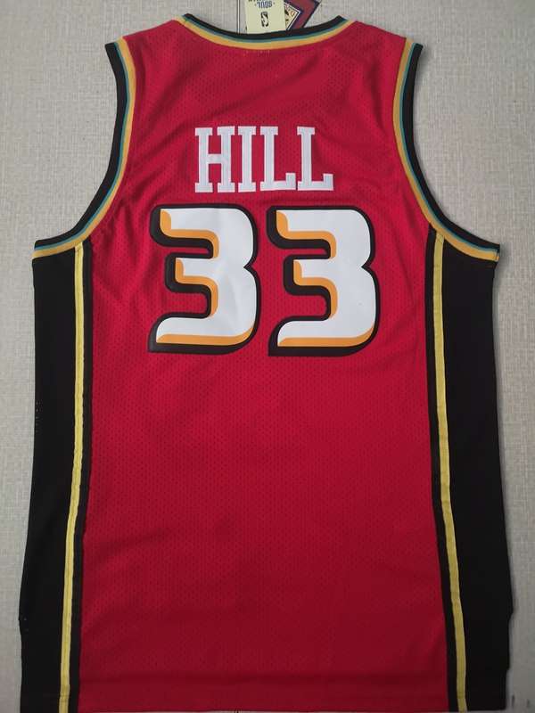 Detroit Pistons Red #33 HILL Classics Basketball Jersey (Stitched)