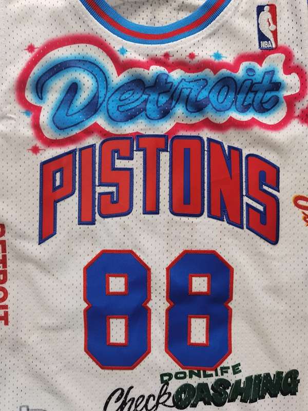 Detroit Pistons White #88 DON Basketball Jersey (Stitched)