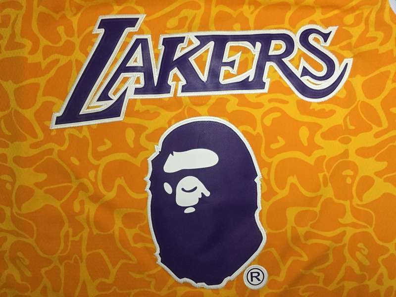 Los Angeles Lakers 2018/19 Yellow #93 BAPE Classics Basketball Jersey (Stitched)