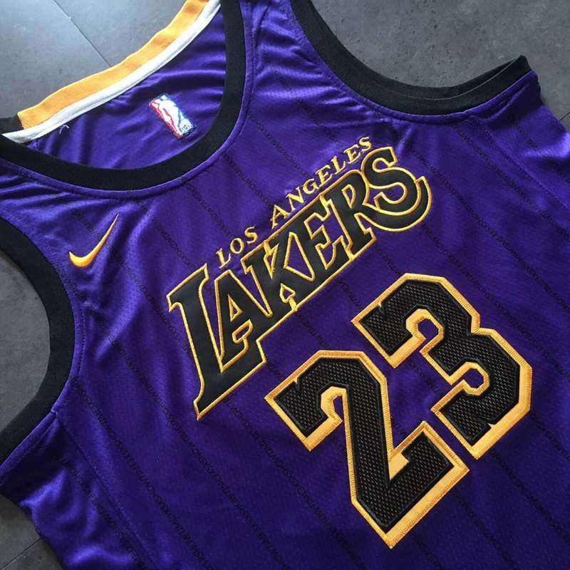 Los Angeles Lakers 2019 Purple #23 JAMES City Basketball Jersey (Closely Stitched)