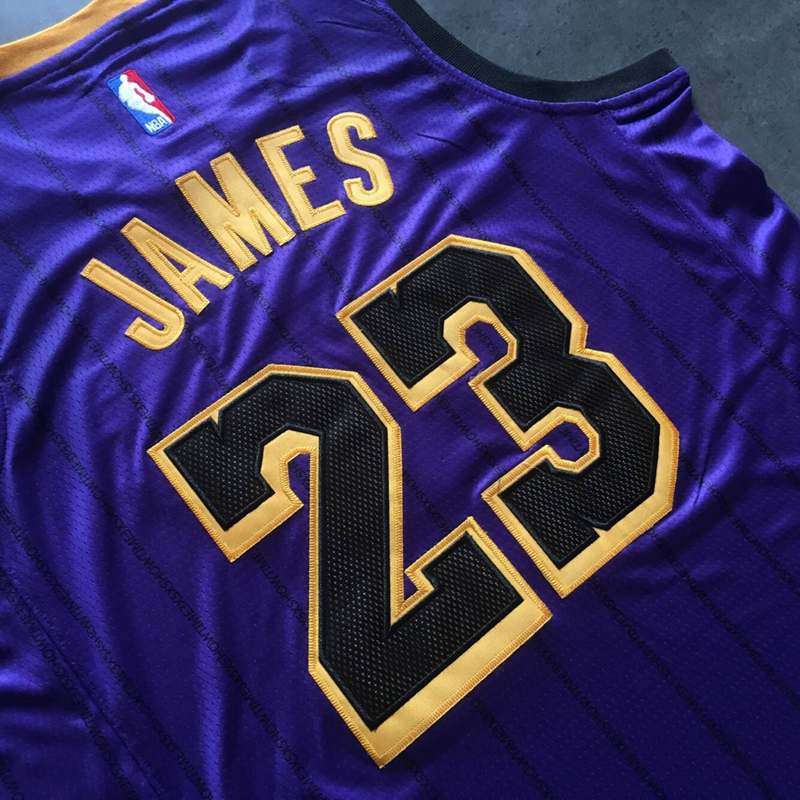 Los Angeles Lakers 2019 Purple #23 JAMES City Basketball Jersey (Closely Stitched)