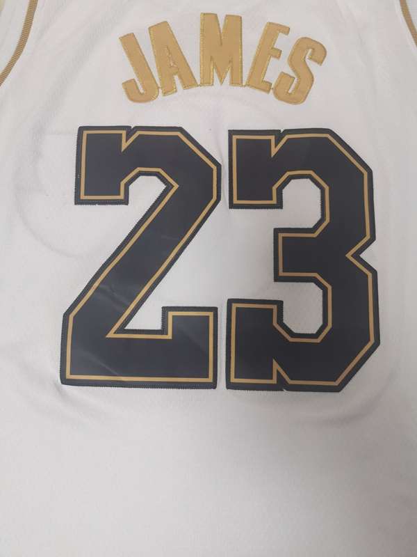 Los Angeles Lakers 2020 White Gold #23 JAMES Basketball Jersey (Stitched)