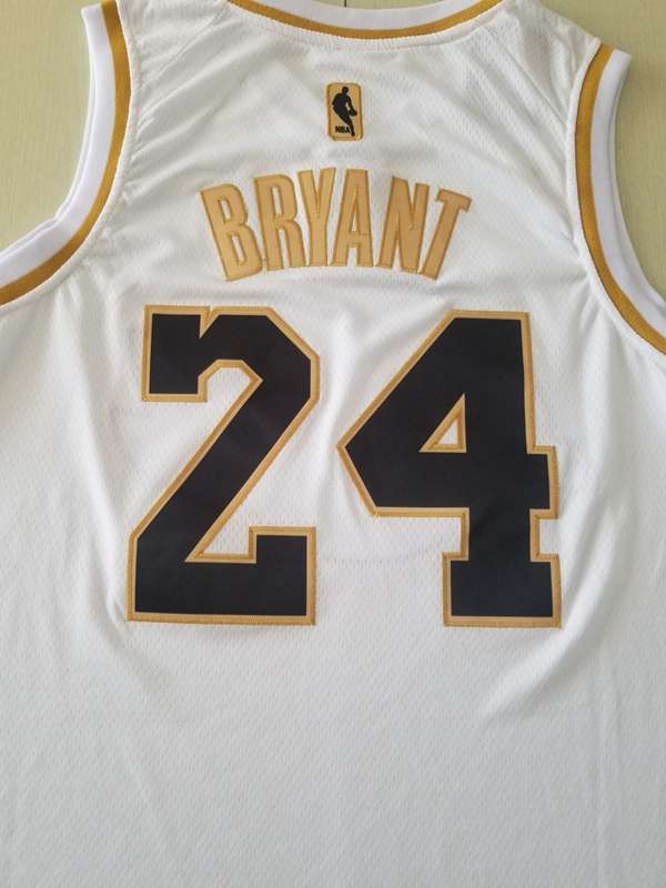 Los Angeles Lakers 2020 White Gold #24 BRYANT Basketball Jersey (Stitched)