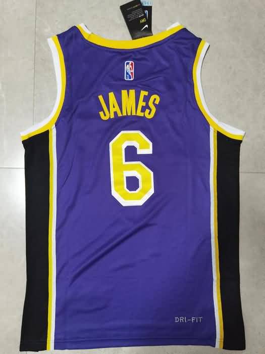 Los Angeles Lakers 21/22 Purple #6 JAMES AJ Basketball Jersey (Stitched)