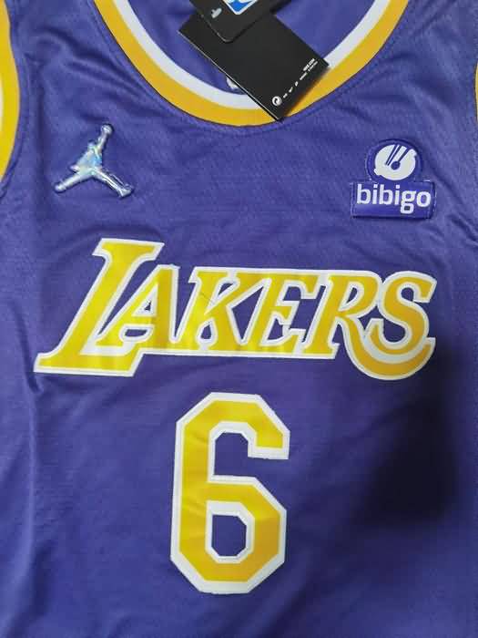 Los Angeles Lakers 21/22 Purple #6 JAMES AJ Basketball Jersey (Stitched)