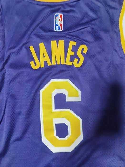 Los Angeles Lakers 21/22 Purple #6 JAMES AJ Basketball Jersey (Stitched)