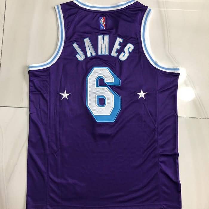 Los Angeles Lakers 21/22 Purple #6 JAMES City Basketball Jersey (Closely Stitched)