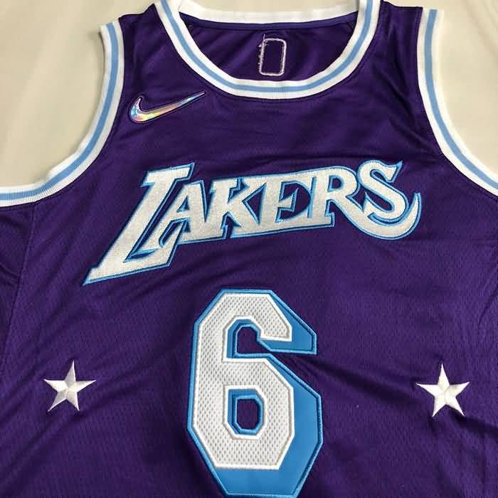 Los Angeles Lakers 21/22 Purple #6 JAMES City Basketball Jersey (Closely Stitched)