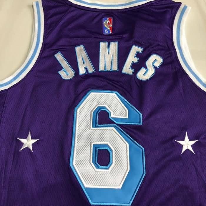 Los Angeles Lakers 21/22 Purple #6 JAMES City Basketball Jersey (Closely Stitched)