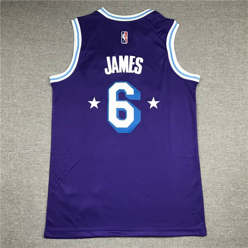 Los Angeles Lakers 21/22 Purple #6 JAMES City Basketball Jersey (Stitched)