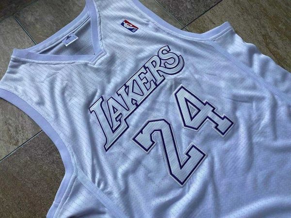 Los Angeles Lakers White #24 BRYANT Basketball Jersey (Closely Stitched) 03