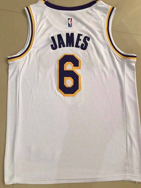 Los Angeles Lakers White #6 JAMES Basketball Jersey (Stitched)