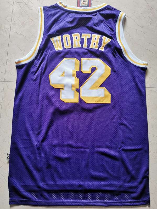 Los Angeles Lakers Purple #42 WORTHY Classics Basketball Jersey (Stitched)