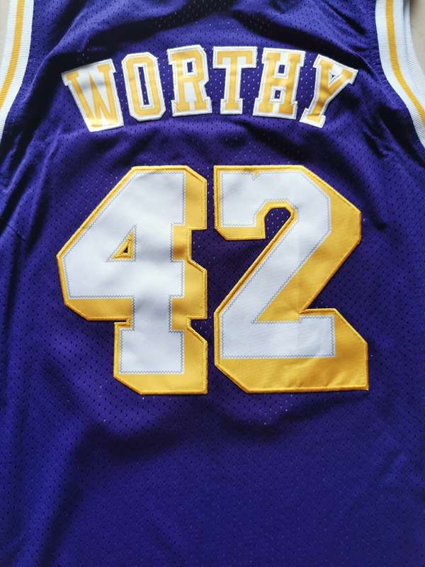 Los Angeles Lakers Purple #42 WORTHY Classics Basketball Jersey (Stitched)