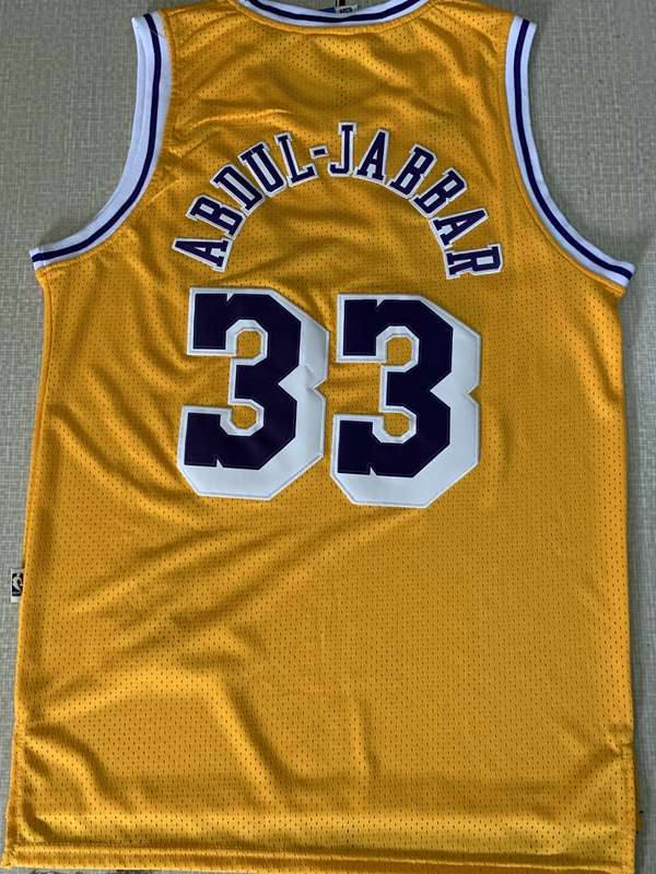 Los Angeles Lakers Yellow #33 ABDUL-JABBAR Classics Basketball Jersey (Stitched)