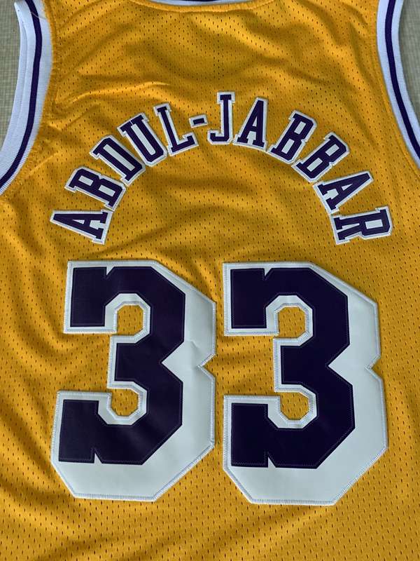 Los Angeles Lakers Yellow #33 ABDUL-JABBAR Classics Basketball Jersey (Stitched)