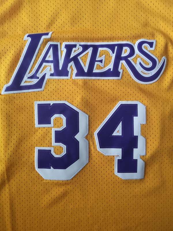 Los Angeles Lakers Yellow #34 ONEAL Classics Basketball Jersey (Stitched)