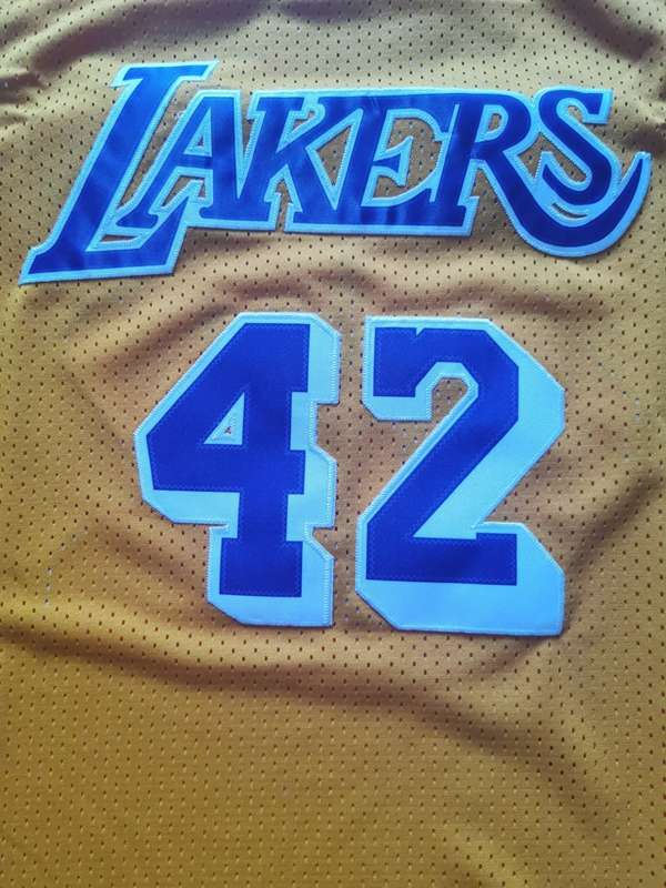 Los Angeles Lakers Yellow #42 WORTHY Classics Basketball Jersey (Stitched)