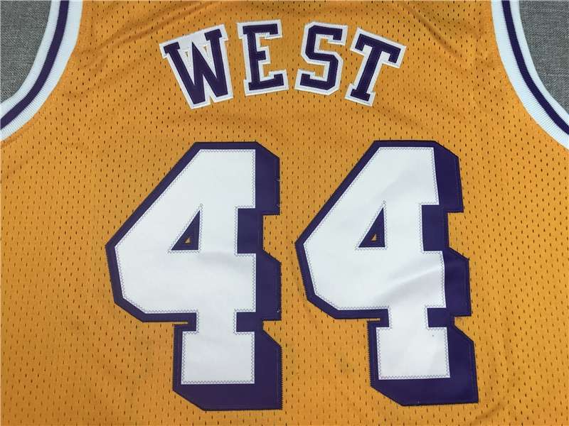 Los Angeles Lakers Yellow #44 WEST Classics Basketball Jersey (Stitched)