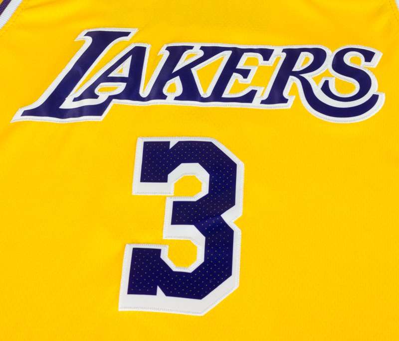 Los Angeles Lakers Yellow #3 DAVIS Basketball Jersey (Stitched)