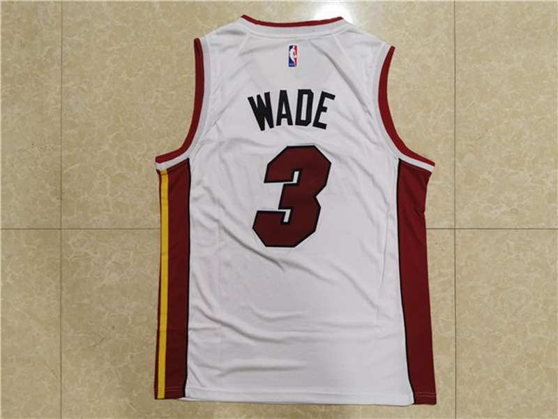 Miami Heat White #3 WADE Basketball Jersey (Stitched)