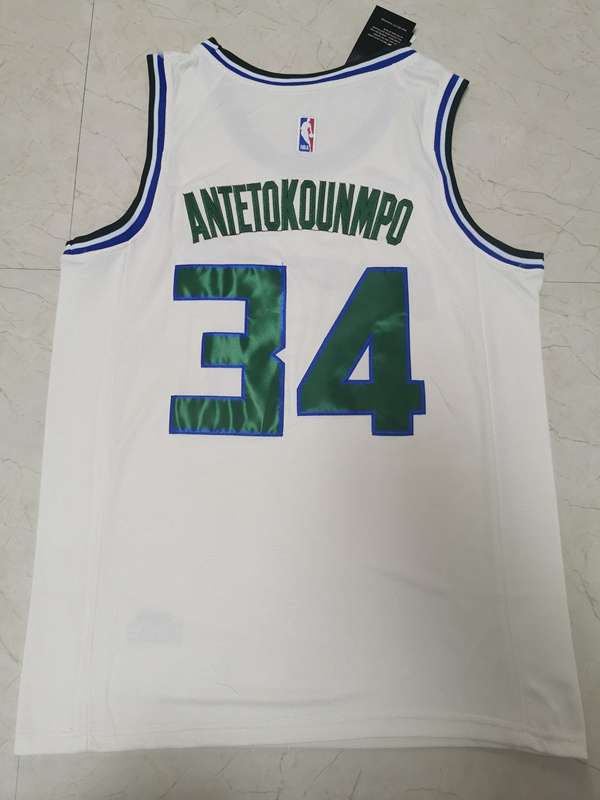 Milwaukee Bucks 2020 White #34 ANTETOKOUNMPO City Basketball Jersey (Stitched)