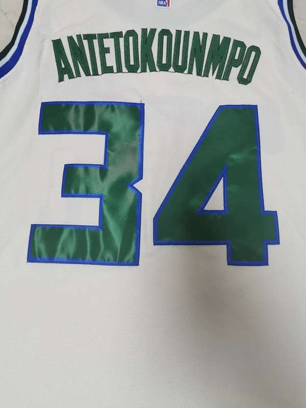 Milwaukee Bucks 2020 White #34 ANTETOKOUNMPO City Basketball Jersey (Stitched)