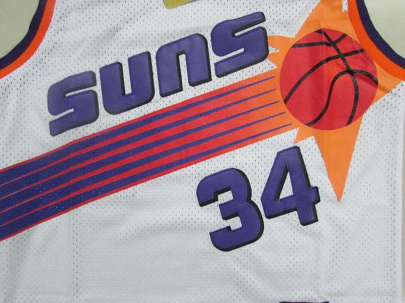 Phoenix Suns White #34 BARKLEY Classics Basketball Jersey (Stitched)