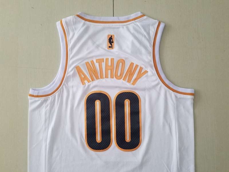 Portland Trail Blazers 2020 White Gold #00 ANTHONY Basketball Jersey (Stitched)