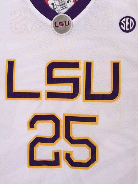 LSU Tigers White #25 SIMMONS NCAA Basketball Jersey