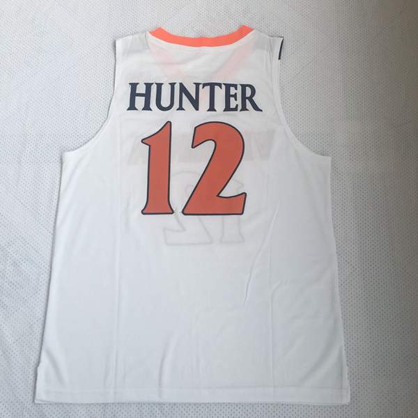 Virginia Cavaliers White #12 HUNTER NCAA Basketball Jersey