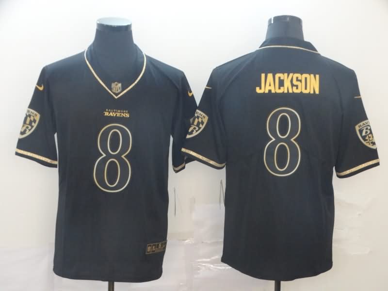 Baltimore Ravens Black Gold Retro NFL Jersey