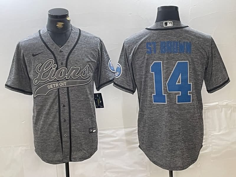 Detroit Lions Grey MLB&NFL Jersey 04