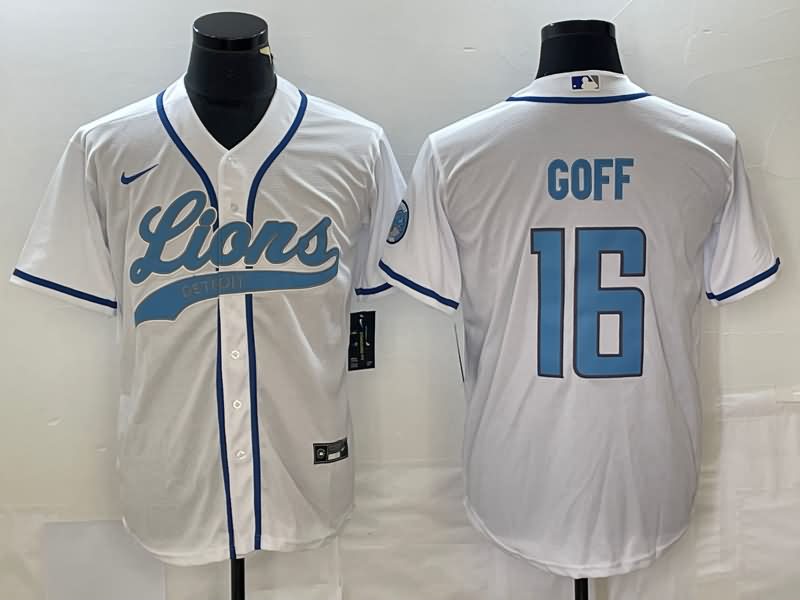 Detroit Lions White MLB&NFL Jersey