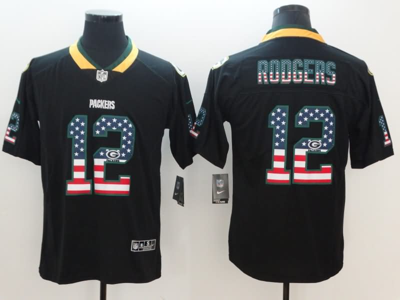 Green Bay Packers Black USA Flag NFL Jersey