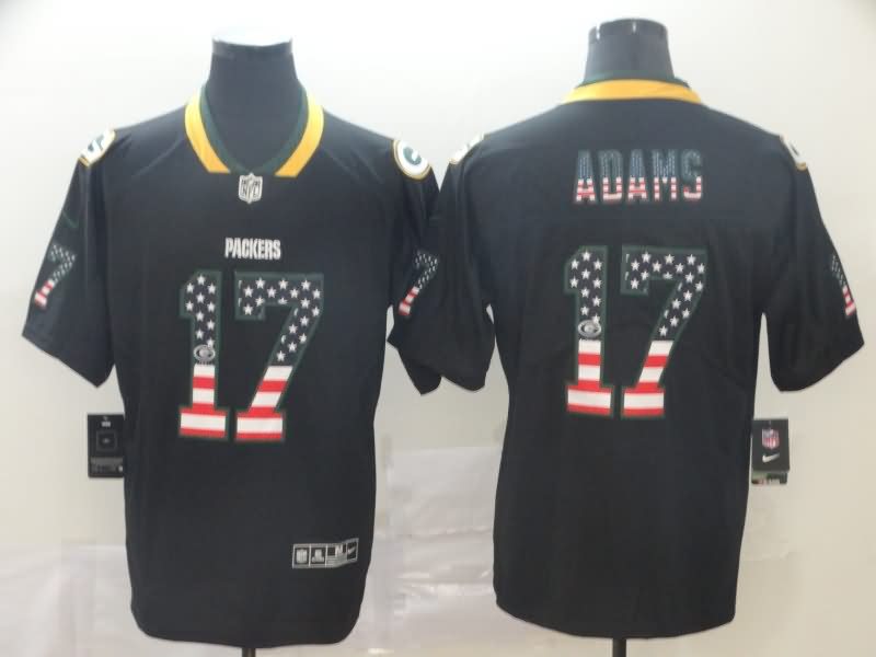 Green Bay Packers Black USA Flag NFL Jersey