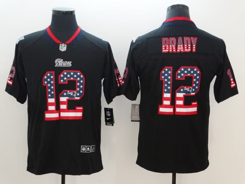 New England Patriots Black USA Flag NFL Jersey 02