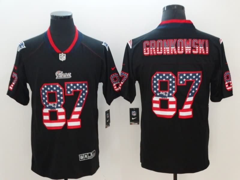 New England Patriots Black USA Flag NFL Jersey 02