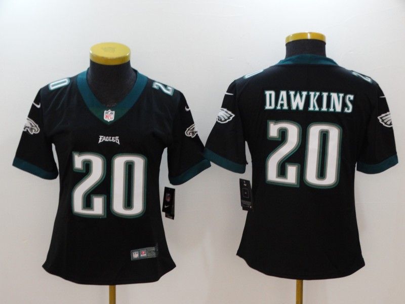 Philadelphia Eagles #20 DAWKINS Black Women NFL Jersey