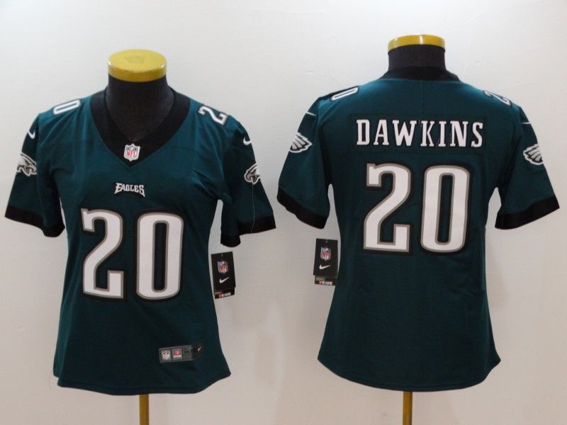 Philadelphia Eagles #20 DAWKINS Green Women NFL Jersey